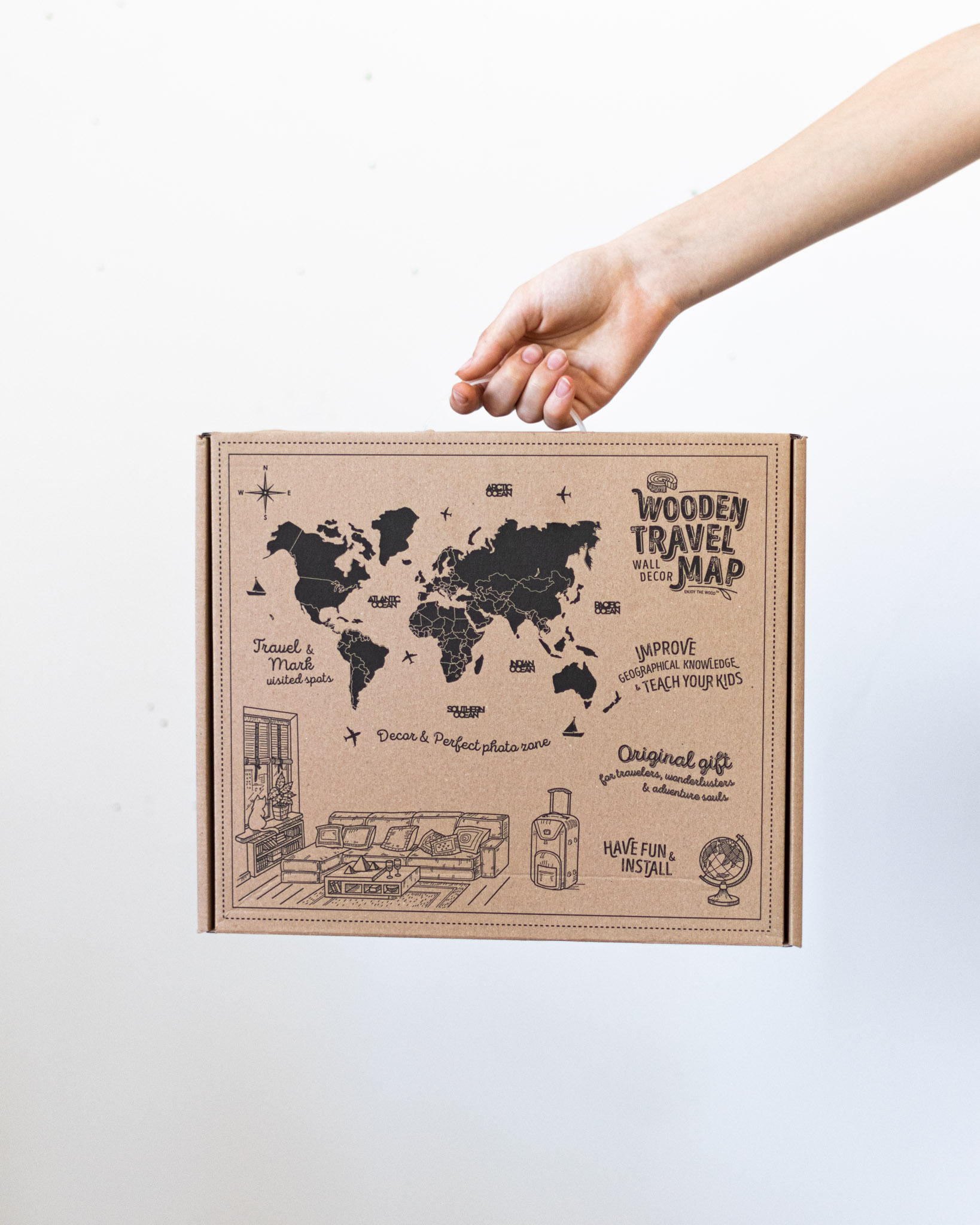 Carte du monde en bois 3D Terra M (100x60cm) » Enjoy The Wood ▷ Cartes en  bois artisanales